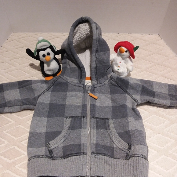 🦋2/$25 H&M plaid hoodie with sherpa lined hood - Picture 1 of 8
